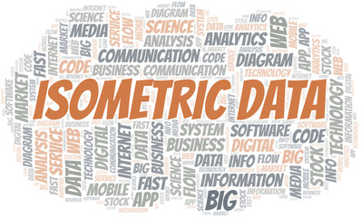Obraz premium Isometric Data vector word cloud, made with text only.