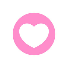 heart shape icon simple in circle pink, heart symbol for button graphic, passion or romantic icon, heart shape element sign for valentine's day and wedding card, happy love symbol isolated on white