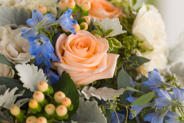Rose wedding briald bouquet close up
