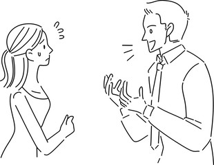 英語で会話する男女のイラスト　コミュニケーション