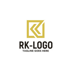 Simple Initial R & K, Monogram RK KR with modern square logo design
