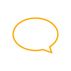 Fototapeta premium speech balloon ellipse orange isolated on white, speech bubble art line sign of communication symbol, orange speech bubble for talk text, balloon message icon, dialog chatting graphic for icon talk