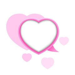 beautiful heart shape frame for copy space text, template valentine card with heart shape soft pink pastel, speech bubble heart shape for love card background, dialog speech paper in heart shape