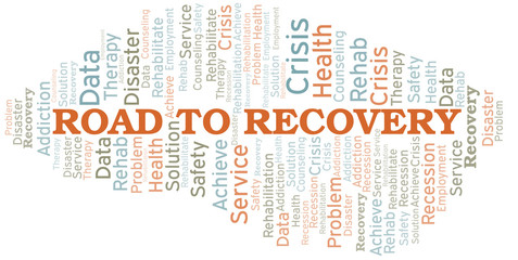 Fototapeta premium Road To Recovery vector word cloud, made with text only.