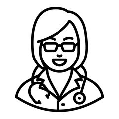 
Medical staff member, female doctor in line style 
