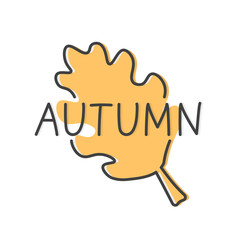 autumn word and oak leaf - vector illustration