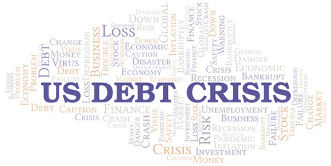 Fototapeta premium Us Debt Crisis word cloud create with text only.