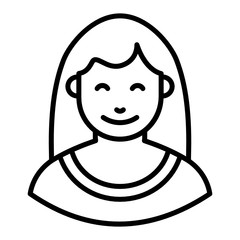 
A woman who portrays a smiling character, line icon design of lady  
