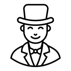 Man wearing hat, magician flat vector style 