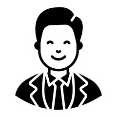 
A man avatar wearing business suit, manager solid vector style 
