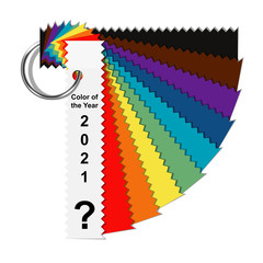 choice trend color of the year 2021 concept, fanned color palette sample swatch book guide, cotton fabric fan colour bridge, stock vector illustration clip art template isolated on white background