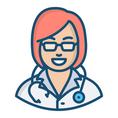 
Medical staff member, female doctor in flat style 
