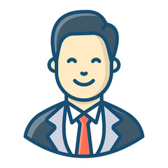 
A man avatar wearing business suit, manager flat vector style 
