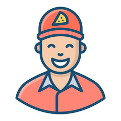 
A person who provides delivery services, pizza boy 
