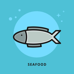 Seafood Symbol Logo Illustration. Fish Marine Icon Vector for Sticker and Mascot Conceptual
