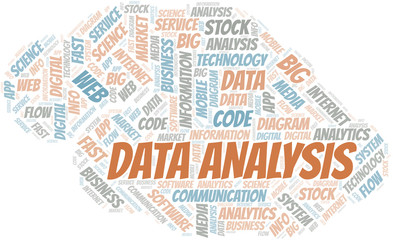 Fototapeta premium Data Analysis vector word cloud, made with text only.