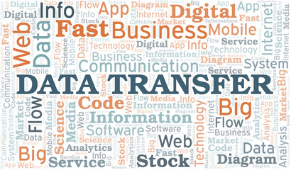 Fototapeta premium Data Transfer vector word cloud, made with text only.