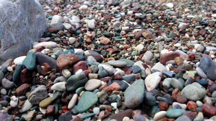 Colorful stones on the beach of Montenegro