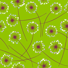 Dandelion blowing vector floral seamless pattern.