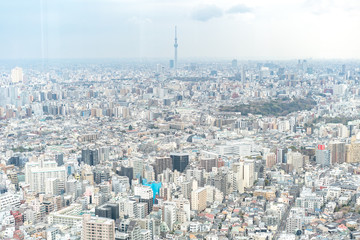 Tokyo, Japan - Mar 28, 2019:Asia business concept for real estate and corporate construction - panoramic modern city skyline aerial view of Ikebukuro in tokyo, Japan