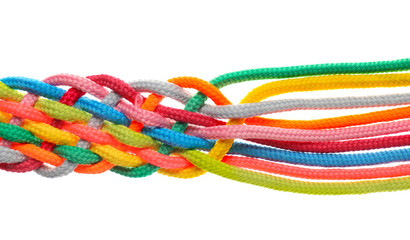 Braided rope on white background