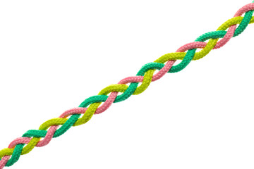 Braided rope on white background