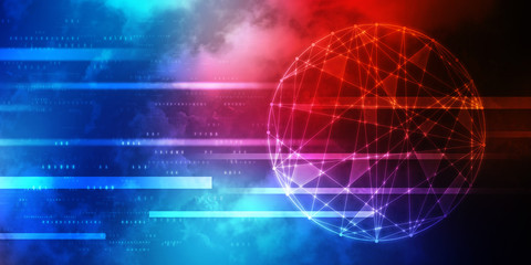 2d illustration Abstract futuristic electronic circuit technology background