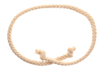 Frame made of rope on white background
