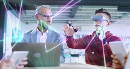 Student Works With Teacher In Interactive 3D Environment Using Augmented Reality Software Advanced Education Slow Motion 8k - Powered by Adobe