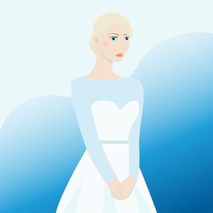 young girl bride in white dress