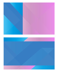 Business card design template abstract blue pink geometric background banner  with empty space for text.