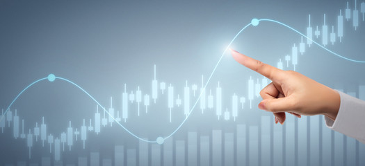 Businessman plan graph growth and increase of chart positive indicators in his business