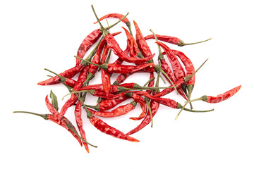 Dried red chilli on white background