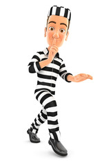 3d convict walking on tiptoe