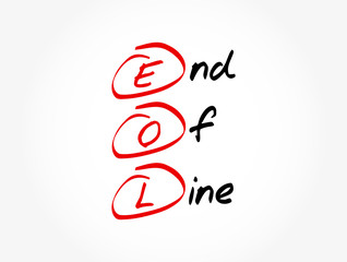 EOL - End of Line acronym, technology concept background