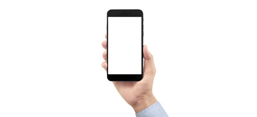 Hand holding smartphone device