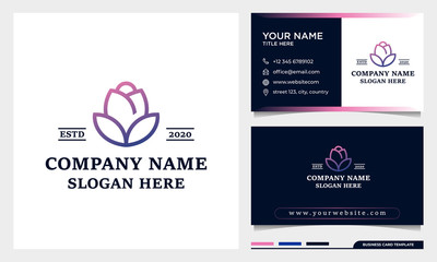 Fototapeta premium Minimalist Elegant Rose flower logo design, beauty spa or cosmetics logo with business card template