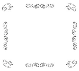 Vector filigree blank frame, calligraphic border, old movie retro style.
