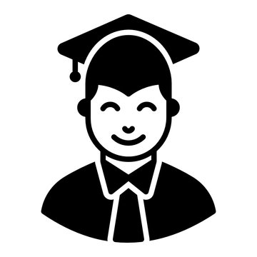 
Graduate student, male wearing hat solid design showing concept of scholar 
