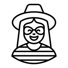 
Tourist vector in modern line style, female adventurer
