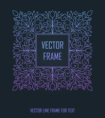 Vector linear frame with copy space for text. Monogram design element in golden and black color. Linear frame