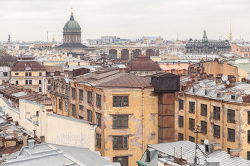 Saint Petersburg rooftop cityscape with view on Kazan cathedral