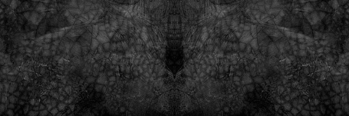 Old wall texture cement dark black gray panorama background abstract grey color design are light with white gradient background.