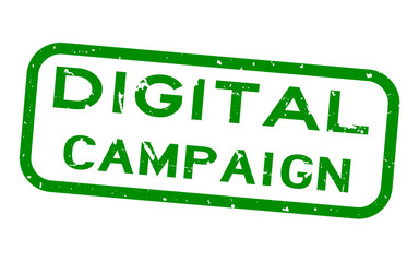 Grunge green digital campaign word square rubber seal stamp on white background