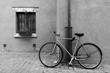 Bicycle parked in the street in Rimini