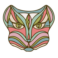 Isolated colorful decorative vector illustration design of lined abstract cat