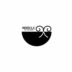 Noodles line icon and food logo vector design
