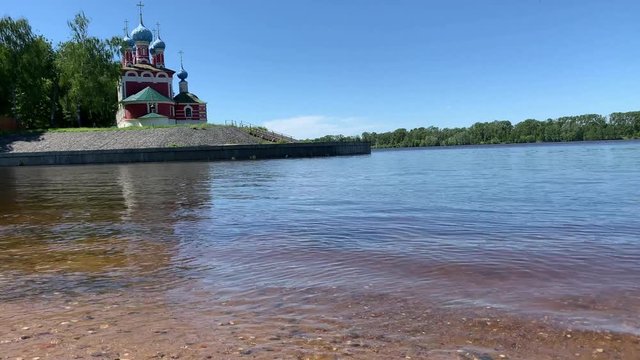 Stunning view of Uglich town at Volga river, Russia. Uglich is a part of Golden Ring