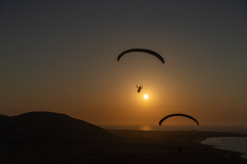 Fototapeta na wymiar Paragliding in north tunisia - Cap Angela