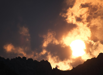 Colorful sunset over mountain top